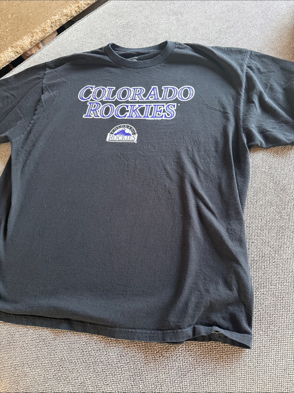 MLB Colorado Rockies Tee - Black with Purple and White Logo